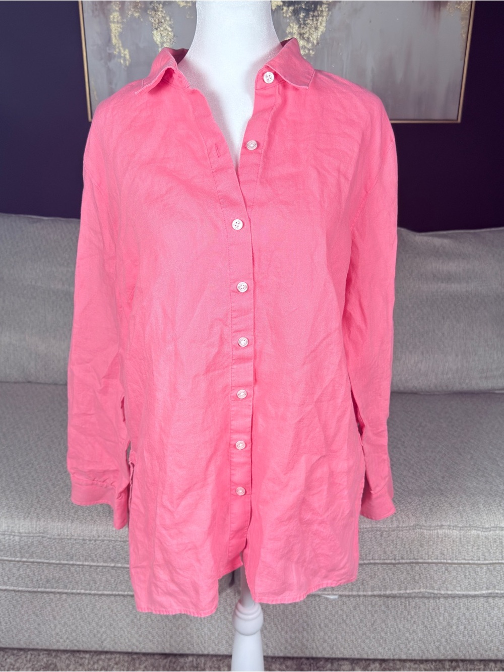 Tommy Bahama Pink Linen Blend Casual Shirt